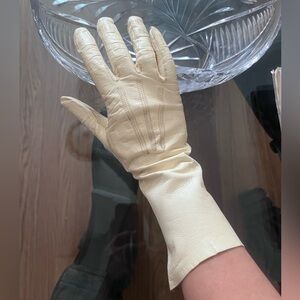 LANDEL Ivory Beige Ladies Gloves Real French Kid Size 6.25